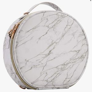 Travel Marble Round large capacity cosmetic Bag with Adjustable Dividers.